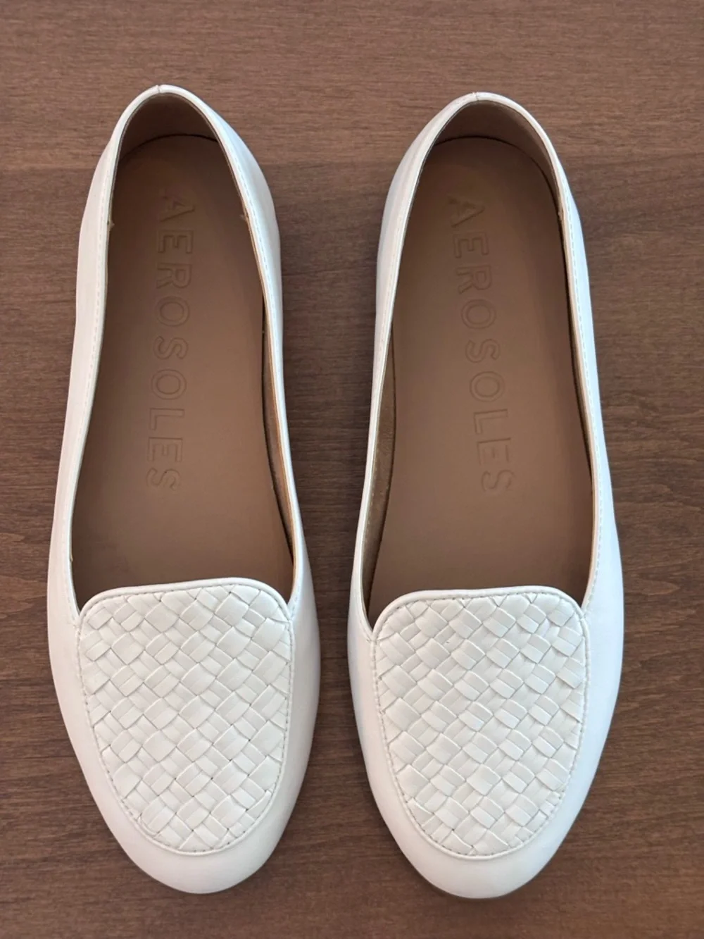 Women's Aerosoles Brielle White Woven Leather Loafers, size 8.5, No Box - Picture 3 of 16